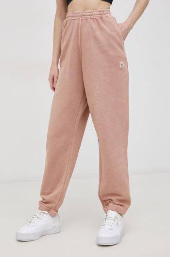 Bavlněné kalhoty Reebok Classic H49296 dámské, růžová barva, hladké