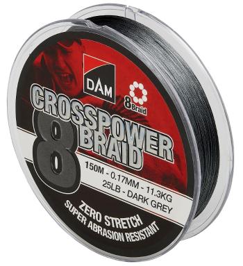 Dam splétaná šňůra crosspower 8  braid dark grey 150 m - 0,20 mm 12,6 kg