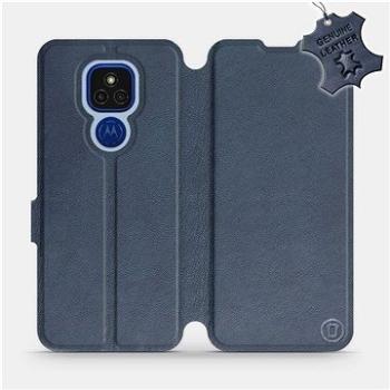 Kožené flip pouzdro na mobil Motorola Moto E7 Plus - Modré -  Blue Leather (5903516384396)