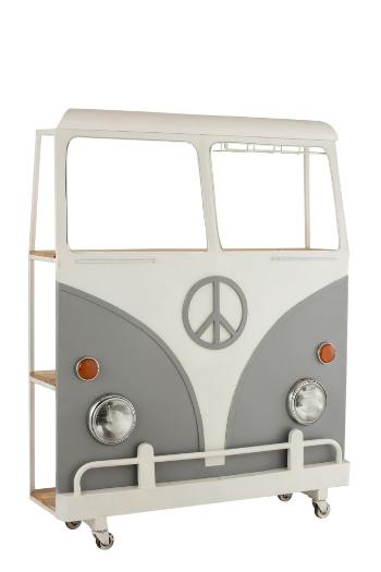 Bar s vinotékou šedé auto Hippie na kolečkách - 137*41*175 cm 1503