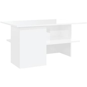 SHUMEE Konferenční stolek bílý vysoký lesk 90 × 60 × 46,5 cm dřevotříska, 806855 (806855)
