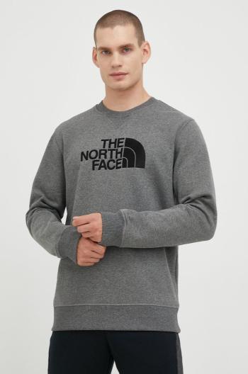 Mikina The North Face pánská, šedá barva, s aplikací
