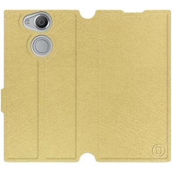 Flip pouzdro na mobil Sony Xperia XA2 v provedení  Gold&Orange s oranžovým vnitřkem (5903226012312)