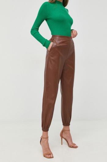 Kalhoty Liu Jo dámské, hnědá barva, jednoduché, high waist