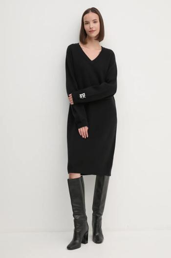 Vlněné šaty Dkny černá barva, mini, oversize, D2G4A160