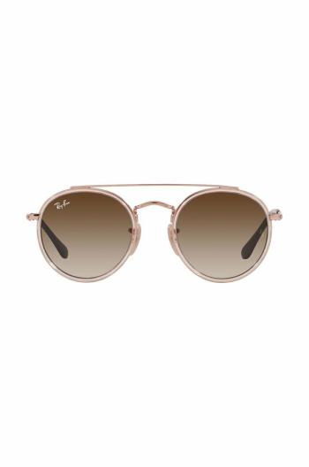 Dětské sluneční brýle Ray-Ban Round Double Bridge hnědá barva, 0RJ9647S