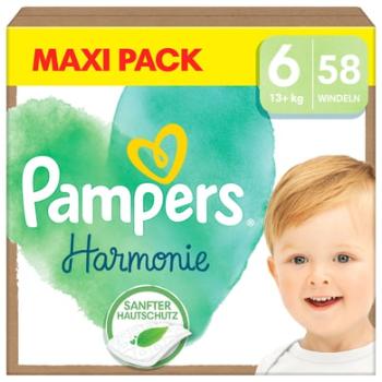 Pampers Junior Plenky Harmonie velikost 6 , 13+ kg, maxi balení (1x 58 plenek)