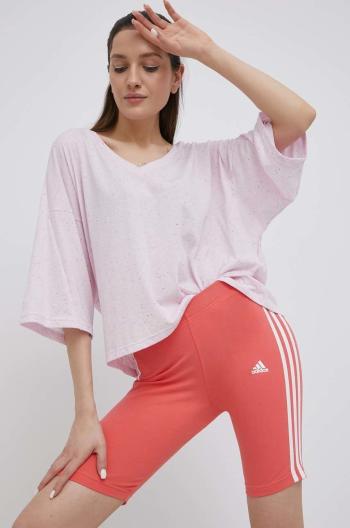 Kraťasy adidas HF1862 dámské, oranžová barva, s aplikací, high waist