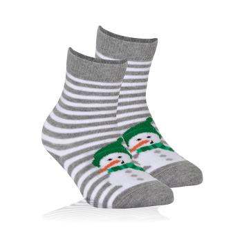 Ponožky s vánočním motivem WOLA SNĚHULÁK šedý proužek Velikost: 36-38