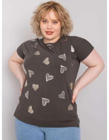 Dámská halenka plus size bavlněná ZANDRA tmavě khaki  