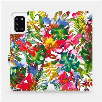 Flipové pouzdro na mobil Samsung Galaxy A31 - MG07S Pestrobarevné květy a listy (5903516227440)