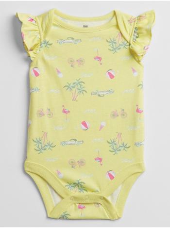 Žluté holčičí baby body mix and match print ruffle bodysuit GAP