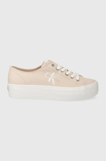 Tenisky Calvin Klein Jeans VULC FLATFORM ESSENTIAL MONO dámské, růžová barva, YW0YW01030