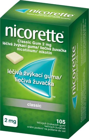 Nicorette ® Classic Gum 2 mg léčivá žvýkací guma pro odvykání kouření 105 ks