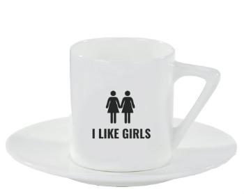 Espresso hrnek s podšálkem 100ml I like girls