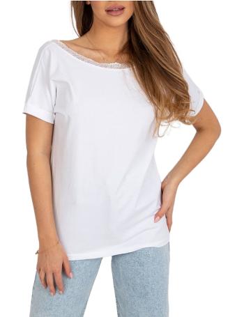 Bílé klasické tričko salma zdobené krajkou vel. XL