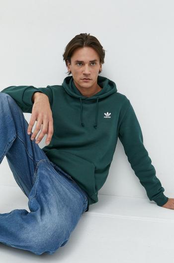 Mikina adidas Originals pánská, zelená barva, s kapucí, s aplikací