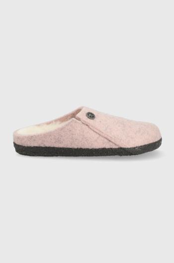 Dětské vlněné pantofle Birkenstock růžová barva