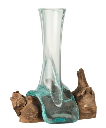 Úzká váza z recyklovaného dřeva na kořenu dřeva Gamal M - 16*14*20 cm 1733
