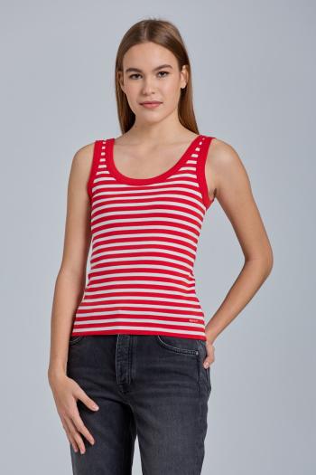 TOP GANT D1. STRIPED 1X1 RIB TANK TOP červená M