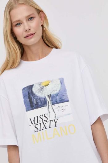 Bavlněné tričko Miss Sixty bílá barva