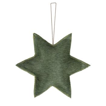 Závěsná dekorativní zelená hvězda z hovězí kůže L - 20*20*4,5cm IVHGSGL