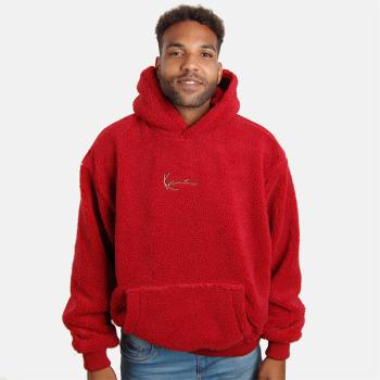 Mikina Karl Kani Metal Signature Teddy Os Hoodie Burgundy - M