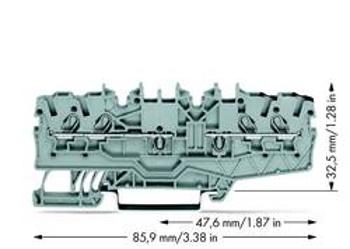 Průchodková svorka WAGO 2000-2141, osazení: L, pružinová svorka, 3.50 mm, šedá, 50 ks