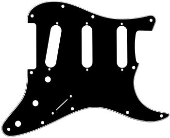 Fender Pickguard, Stratocaster S/S/S, 11-Hole Mount, Black (B/W/B), 3-