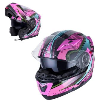 Výklopná moto přilba W-TEC YM-925 Magenta Barva růžovo-černá, Velikost XS (53-54)