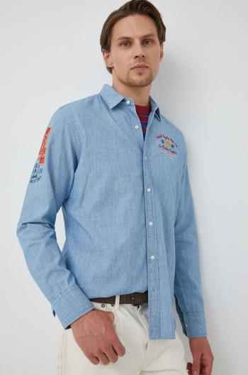 Džínová košile La Martina pánská, regular, s klasickým límcem