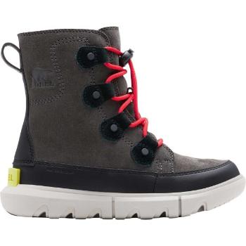 Sorel YOUTH SOREL EXPLORER LACE WP Dětská zimní obuv, tmavě šedá, velikost 34