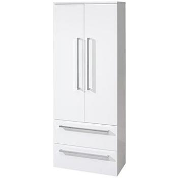 Bino koupelnová skříňka, vysoká 163 cm, závěsná, bez nožiček, bílá/bílá (CN669)