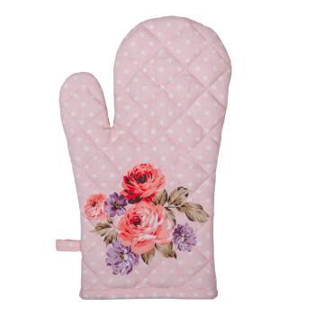 Růžová bavlněná chňapka - rukavice s růžemi Dotty Rose  - 18*30 cm DTR44