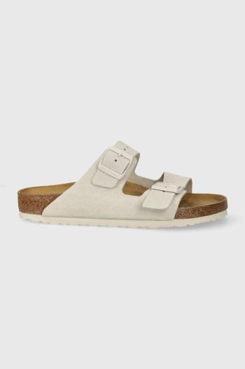 Semišové pantofle Birkenstock Arizona dámské, béžová barva, 1026817