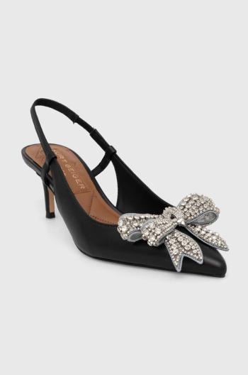 Kožené lodičky Kurt Geiger London Belgravia Bow Sling černá barva, 621700109