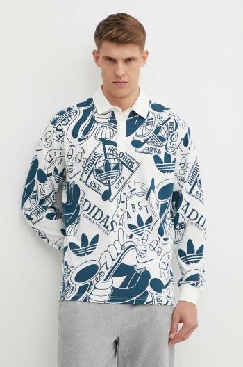 Bavlněné tričko s dlouhým rukávem adidas Originals béžová barva, IN2599