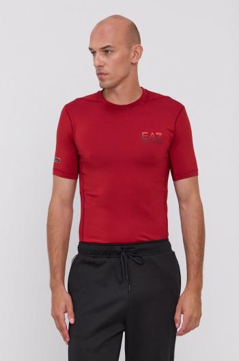 Tričko EA7 Emporio Armani pánské, červená barva, s potiskem