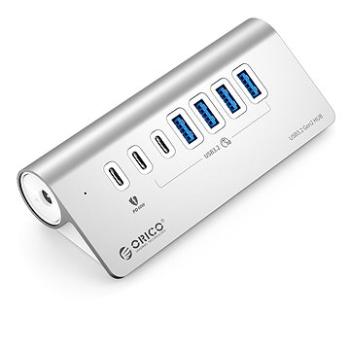 ORICO M3U4C3 Aluminum Alloy 4-Port PD60W Fast Charging, stříbrný (ORICO-M3U4C3-G2-05-EU-SV-BP)