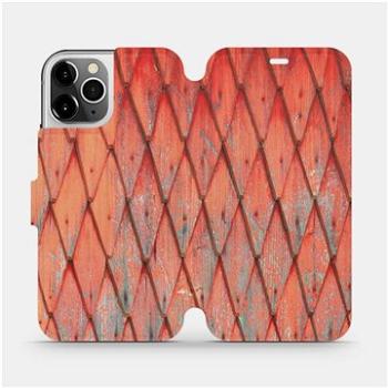 Flipové pouzdro na mobil Apple iPhone 12 Pro - MK01S Oranžový vzor dřeva (5903516376544)