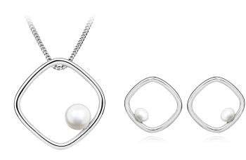 JVD Luxusní stříbrná sada s perlou (náušnice, přívěsek)