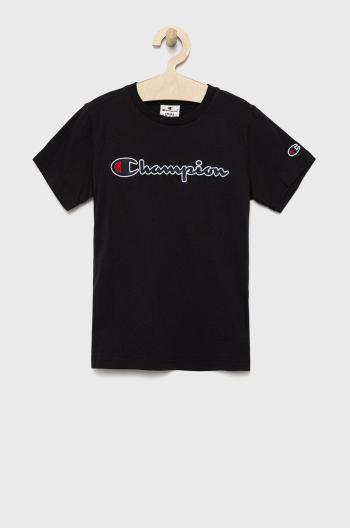 Dětské bavlněné tričko Champion 305954 černá barva, hladký