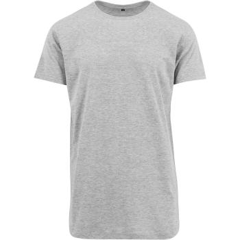 Build Your Brand Pánské tričko prodloužené délky - Šedý melír | L