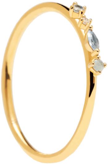 PDPAOLA Půvabný pozlacený prsten ze stříbra MIDNIGHT BLUE AN01-193 52 mm