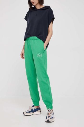 Kalhoty GAP dámské, zelená barva, s potiskem