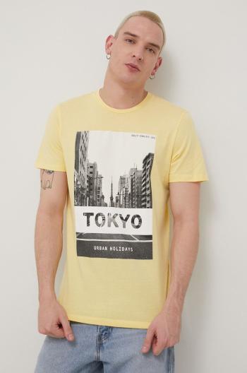 Bavlněné tričko Produkt by Jack & Jones béžová barva, s potiskem