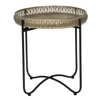 Retro kovový odkládací stolek s patinou - Ø 49*52 cm 6Y4031