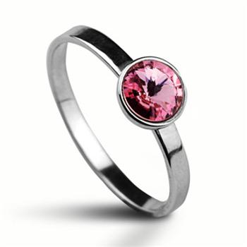 NUBIS® Stříbrný prsten s kamenem Crystals from Swarovski®, barva: LIGHT ROSE - velikost 55 - CS5940-LR-55