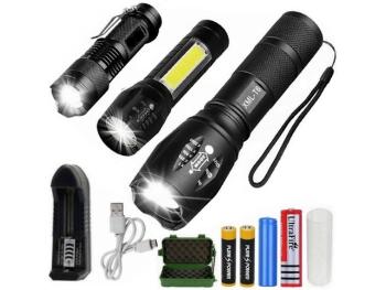 3x LED baterka CREE XM-L T6 a Q5 2x ZOOM a XPE + COB