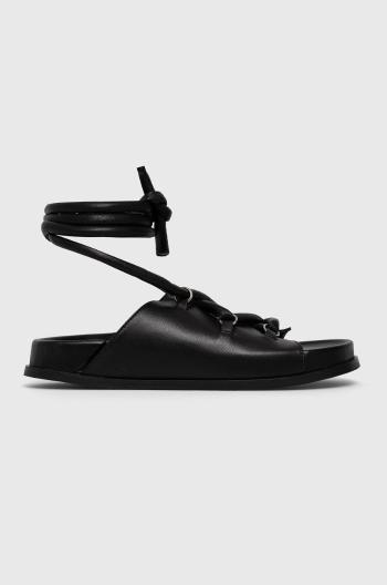 Kožené sandály Hugo dámské, černá barva
